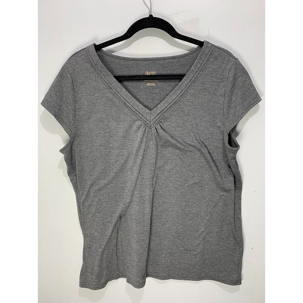 Gilligan & OMalley Gray Womens V-Neck Sleepwear Top XXL Short Sleeve